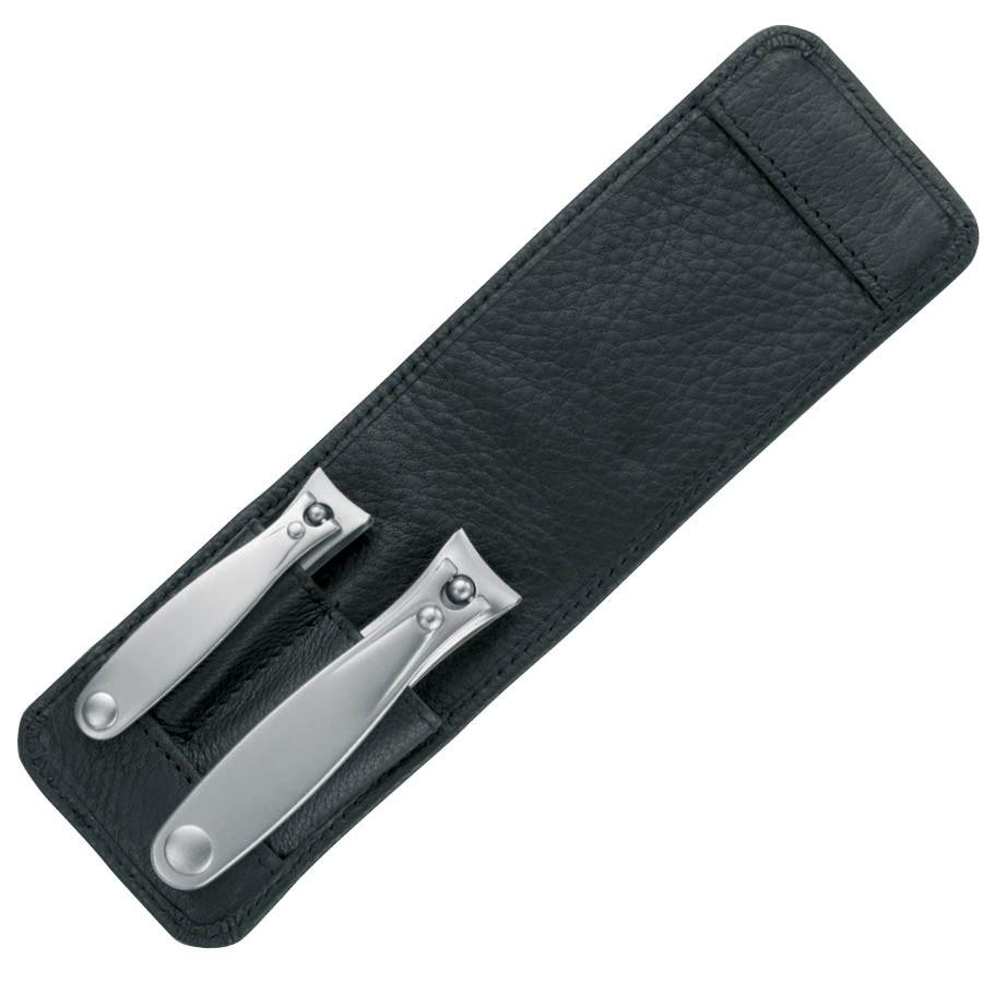Niegeloh Solingen Imantado S 2-Piece TopInox Clipper Set, Black Leather Case Manicure Set Niegeloh Solingen