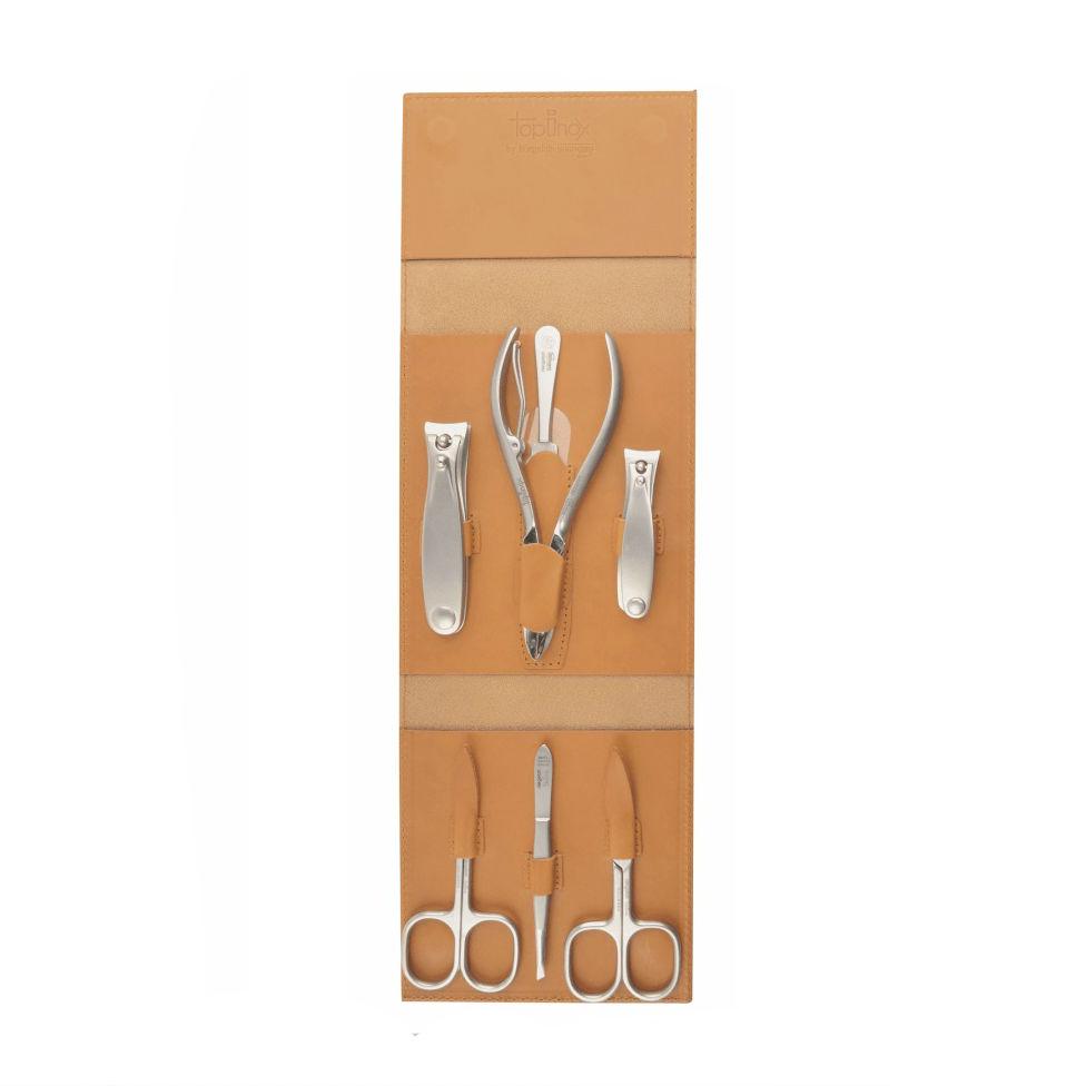 Niegeloh Solingen Havanna XL 7-Piece TopInox Manicure Set, Caramel Leather Case Manicure Set Niegeloh Solingen