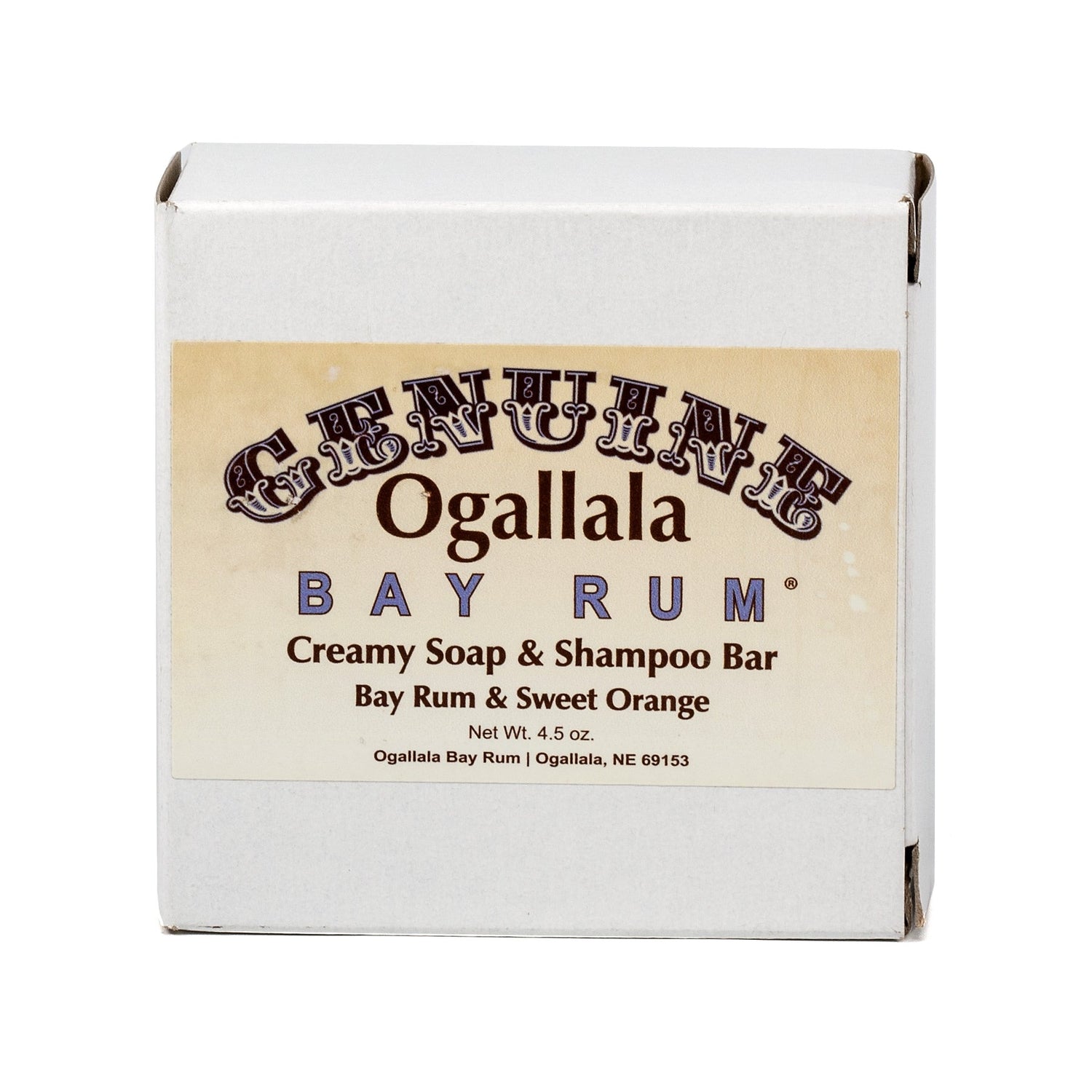 Ogallala Creamy Bay Rum and Sweet Orange Soap and Shampoo Bar Shampoo Ogallala Bay Rum