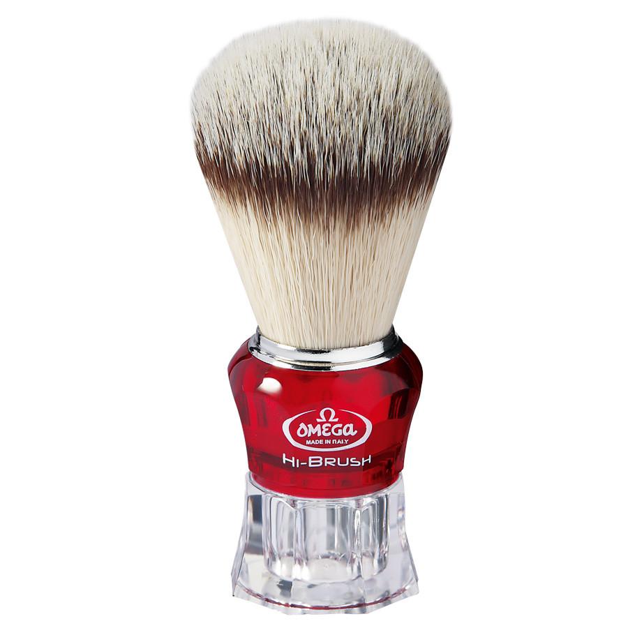 Omega Hi-Brush 40652 Synthetic Fiber Shaving Brush, Acrylic Handle Synthetic Bristles Shaving Brush Omega