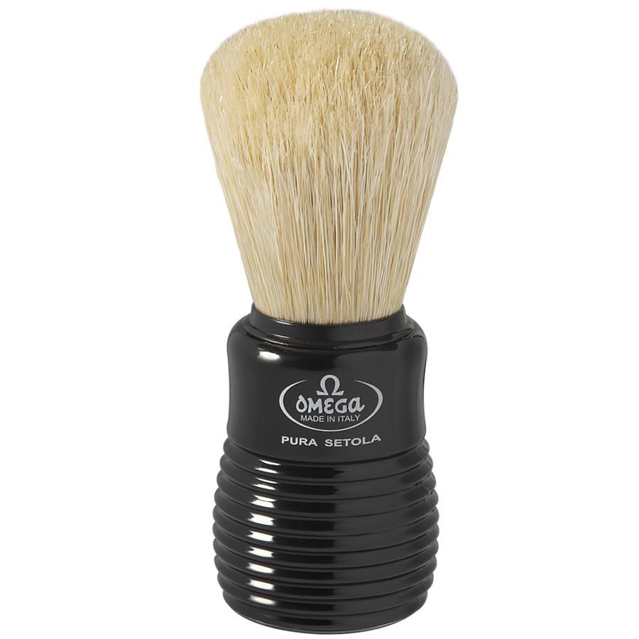 Omega 10810 Pure Boar Bristle Shaving Brush, Plastic Handle Boar Bristles Shaving Brush Omega Black
