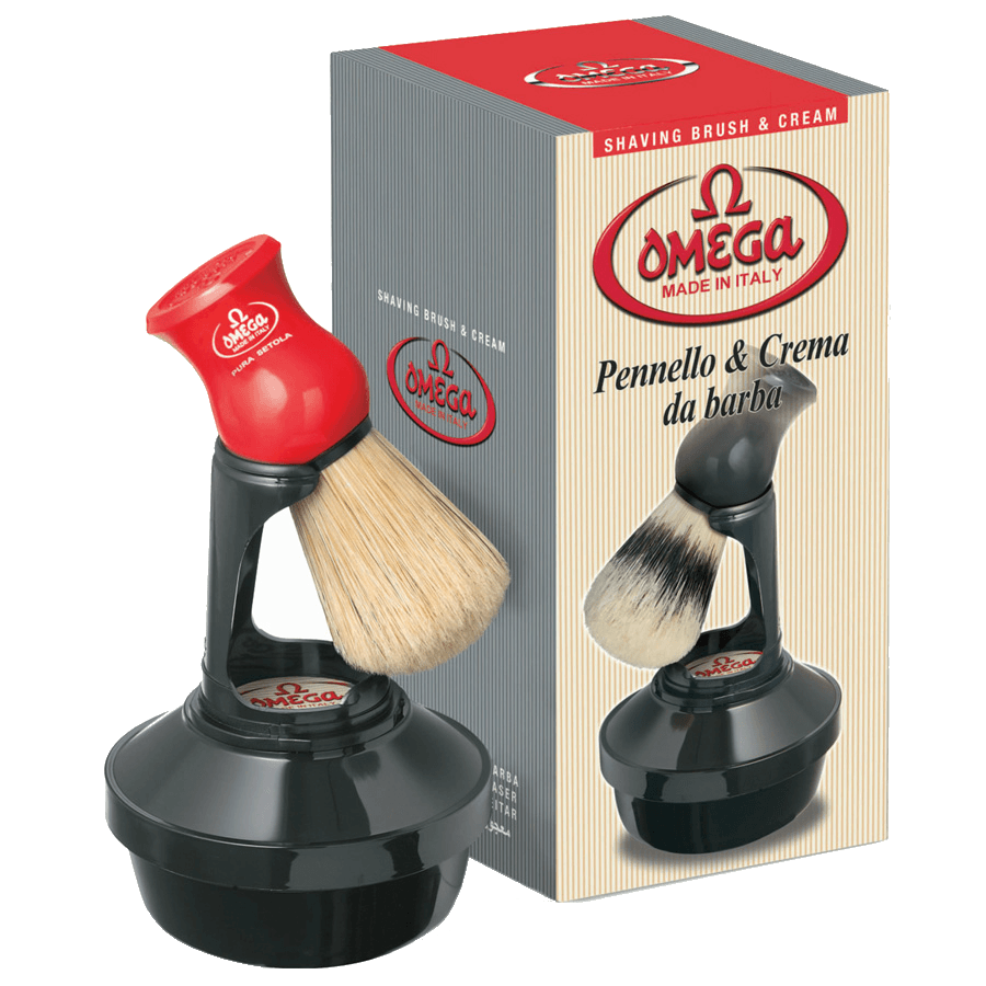 Omega Shaving Cream and Brush with Stand Kit — Fendrihan