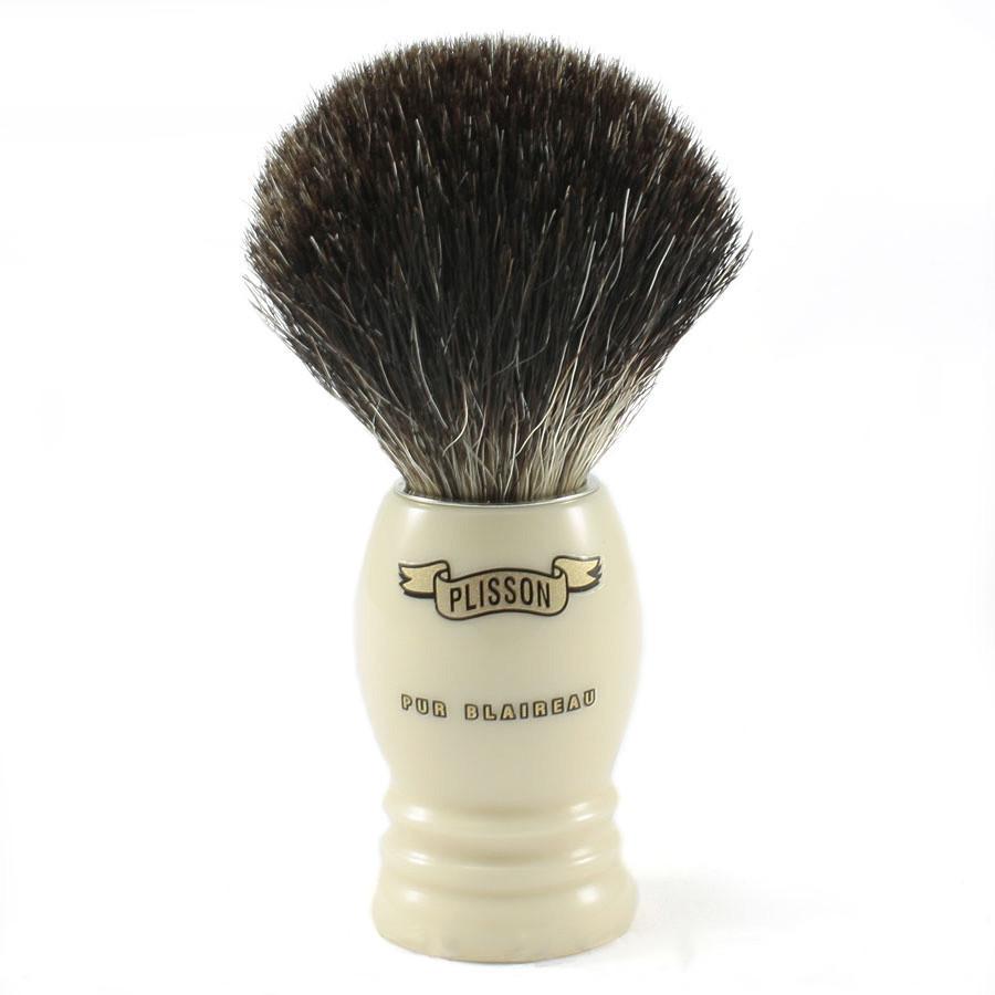 Plisson Pure Black Badger Shaving Brush, Faux Ivory Handle, Size 10 Badger Bristles Shaving Brush Plisson - Joris