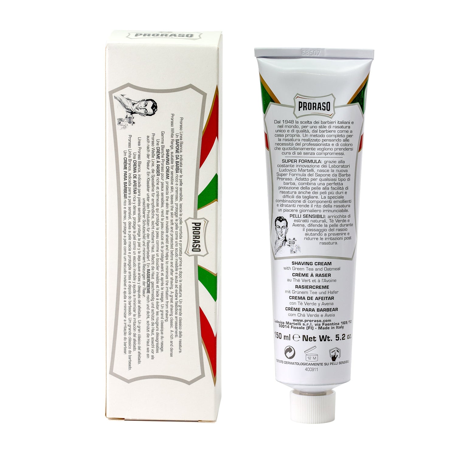 Proraso White Shaving Cream with Green Tea and Oatmeal Shaving Cream Proraso