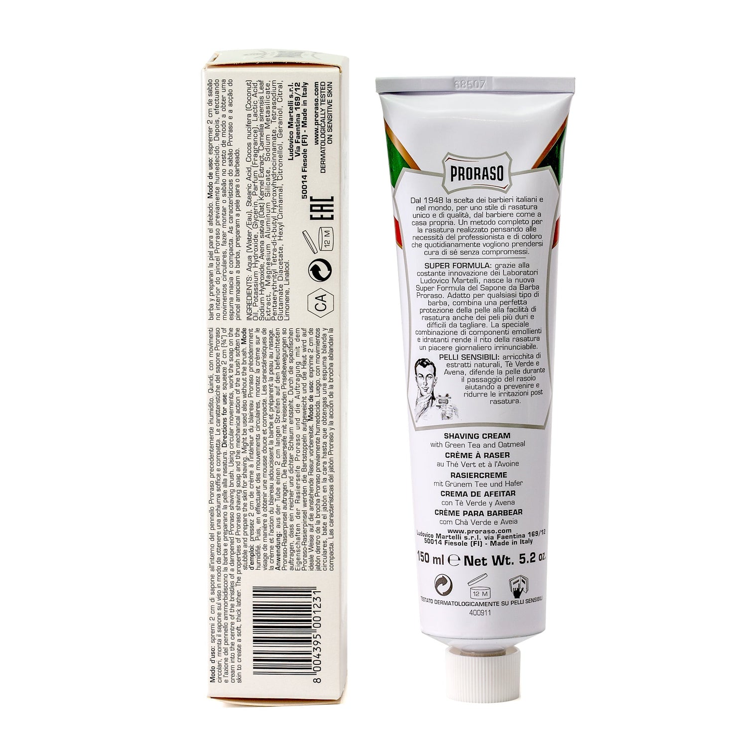 Proraso White Shaving Cream with Green Tea and Oatmeal Shaving Cream Proraso