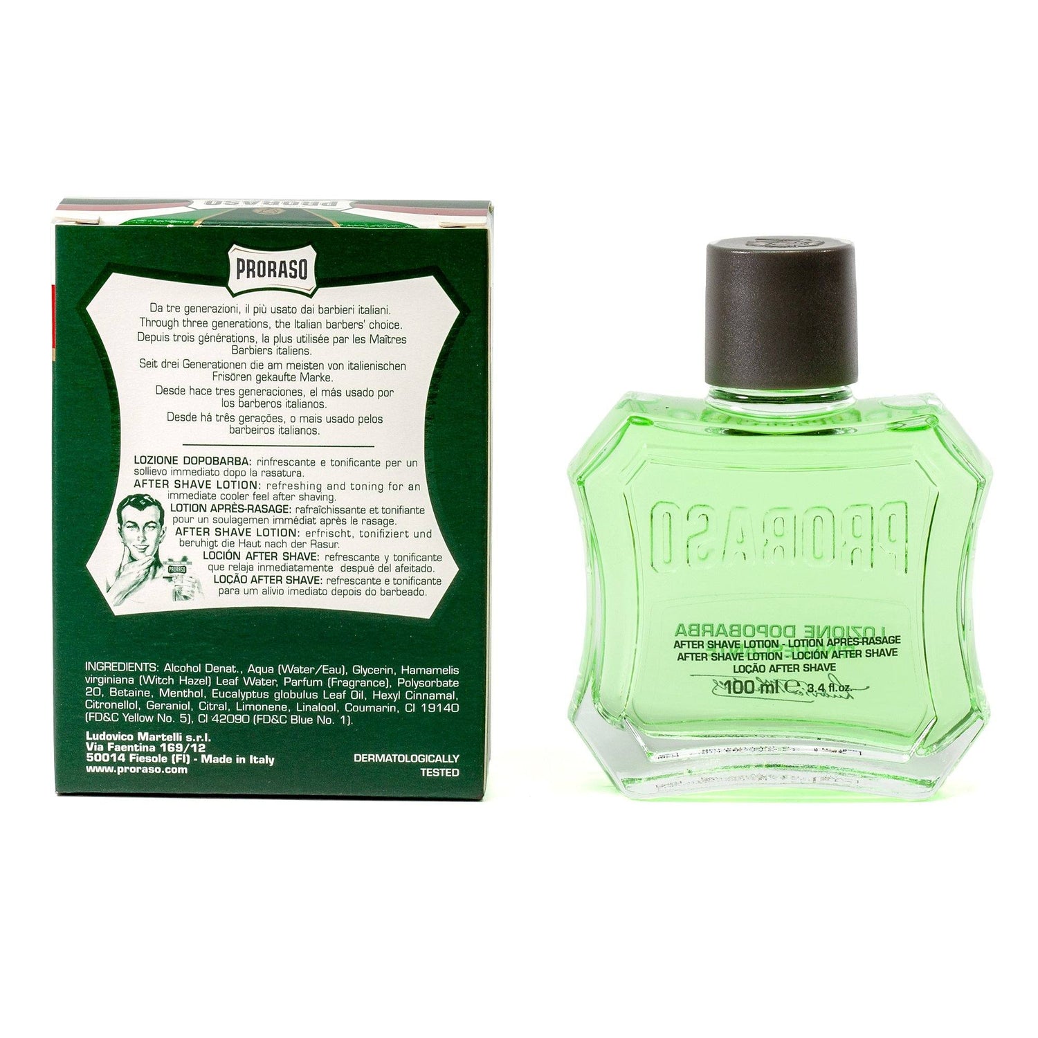 Proraso Green After Shave Lotion with Eucalyptus and Menthol Aftershave Splash Proraso