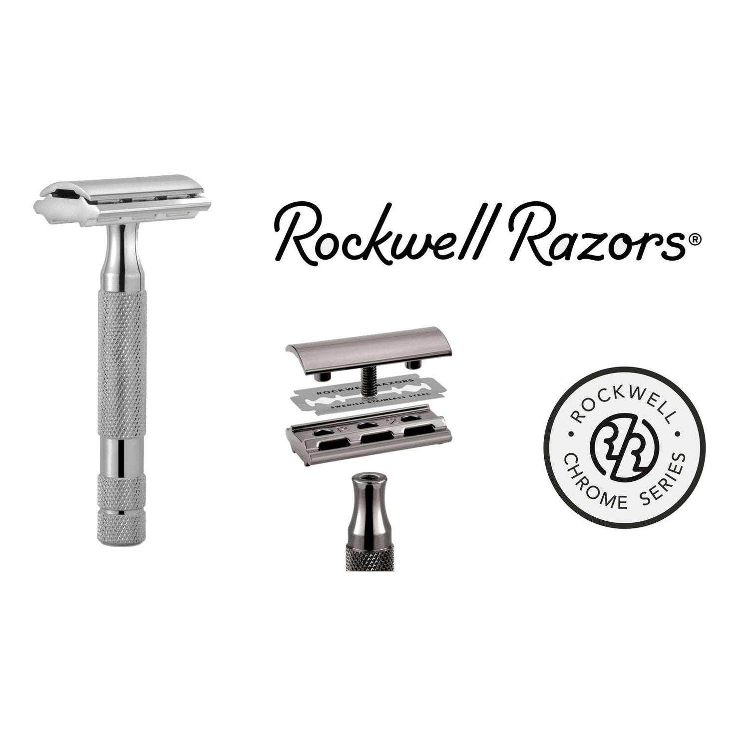 Rockwell 6C Adjustable White Chrome Safety Razor Double Edge Safety Razor Rockwell