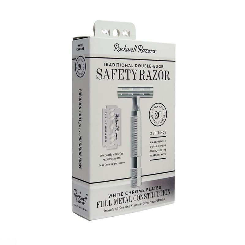 Rockwell 2C Adjustable White Chrome Safety Razor Double Edge Safety Razor Rockwell