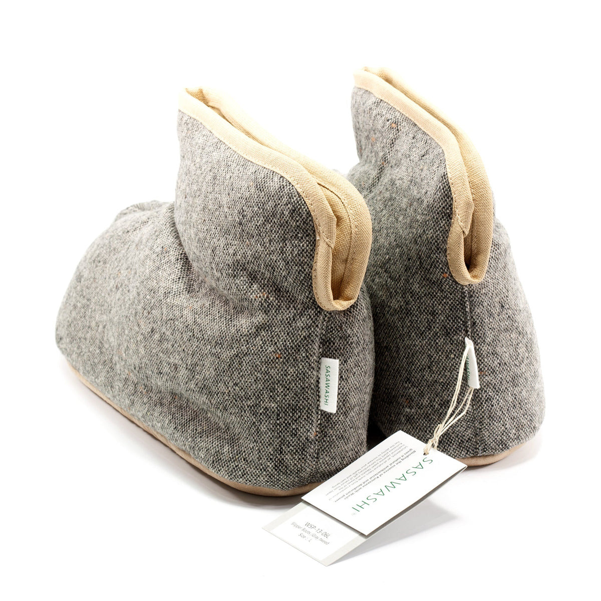 Sasawashi Wool Room Boots, Grey Spa Slippers Sasawashi