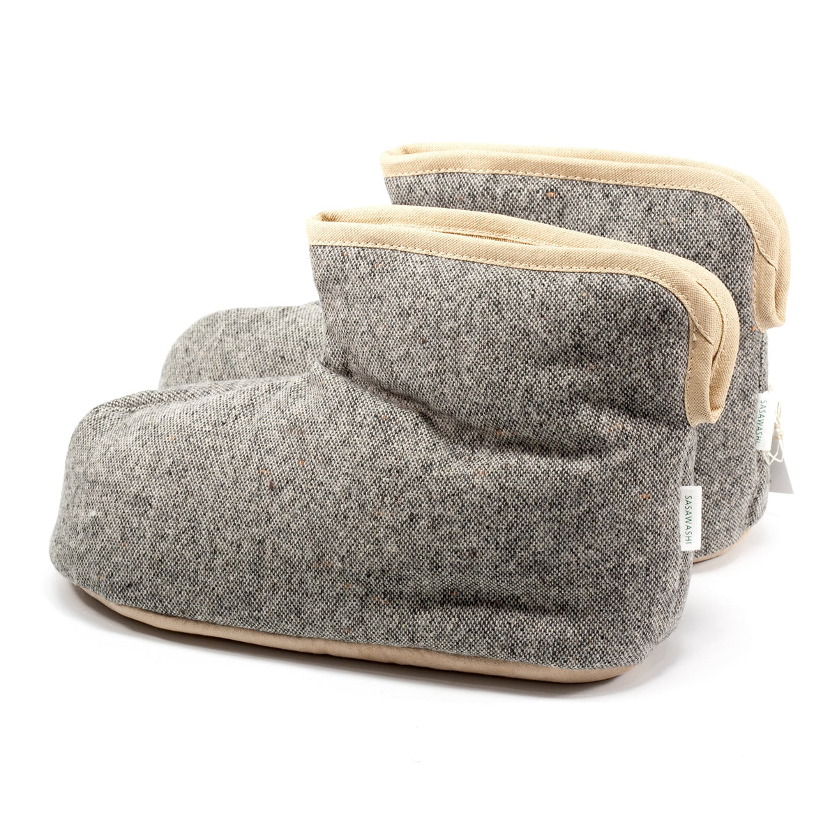 Sasawashi Wool Room Boots, Grey Spa Slippers Sasawashi