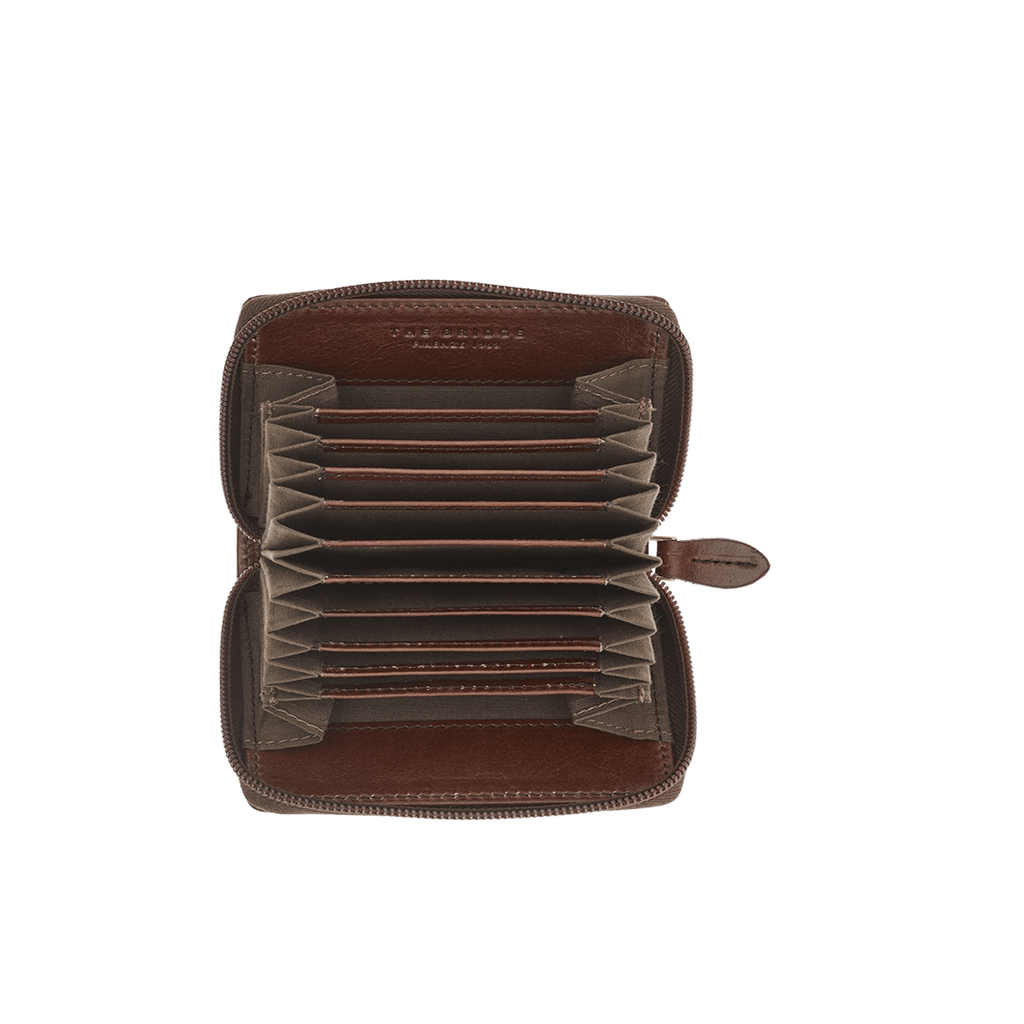 The Bridge Story Uomo Zipped Credit Card Holder with Coin Case Leather Wallet The Bridge Brown 