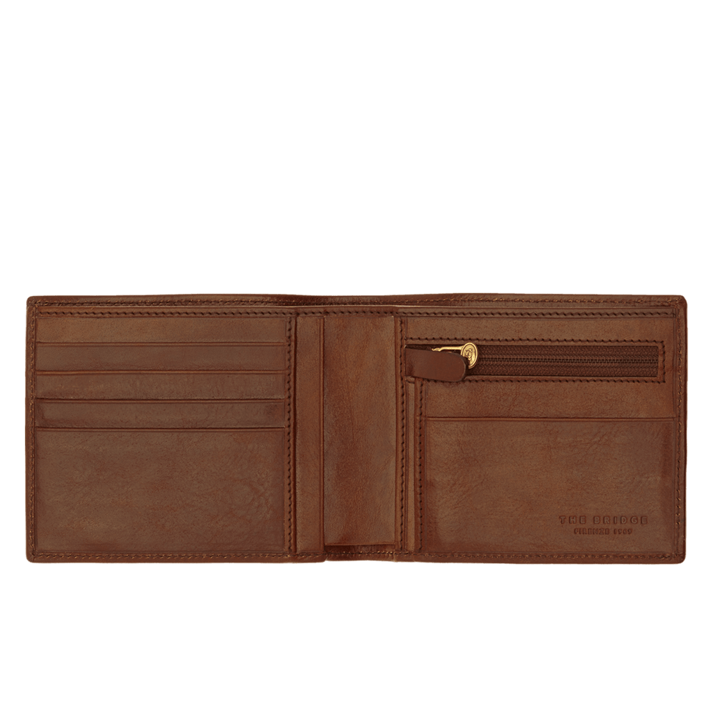 The Bridge Story Uomo Wallet with 5 CC Slots and Coin Pouch Leather Wallet The Bridge Brown 