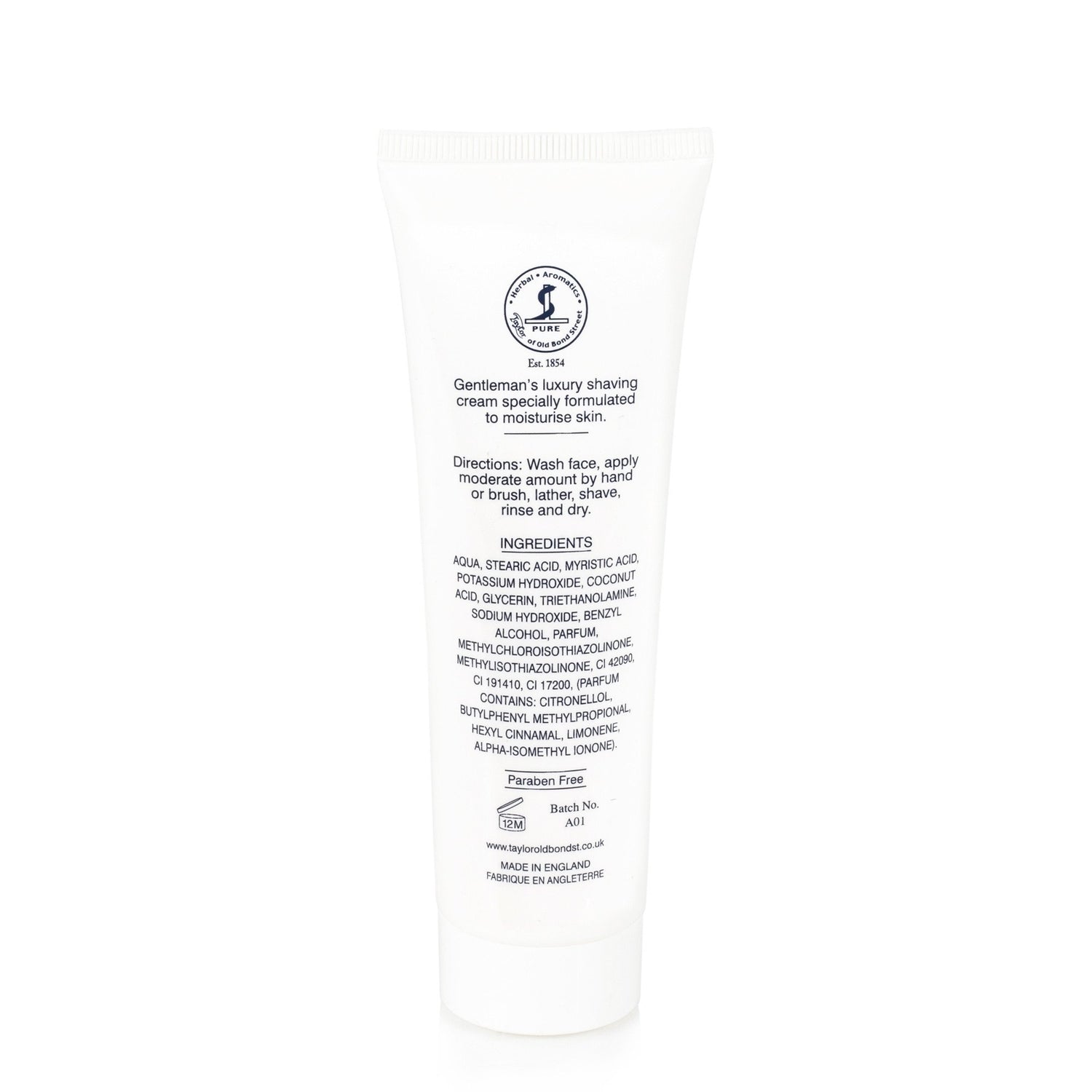 Taylor of Old Bond Street Classic Shaving Cream Travel Tube, Mr Taylors Shaving Cream Taylor of Old Bond Street