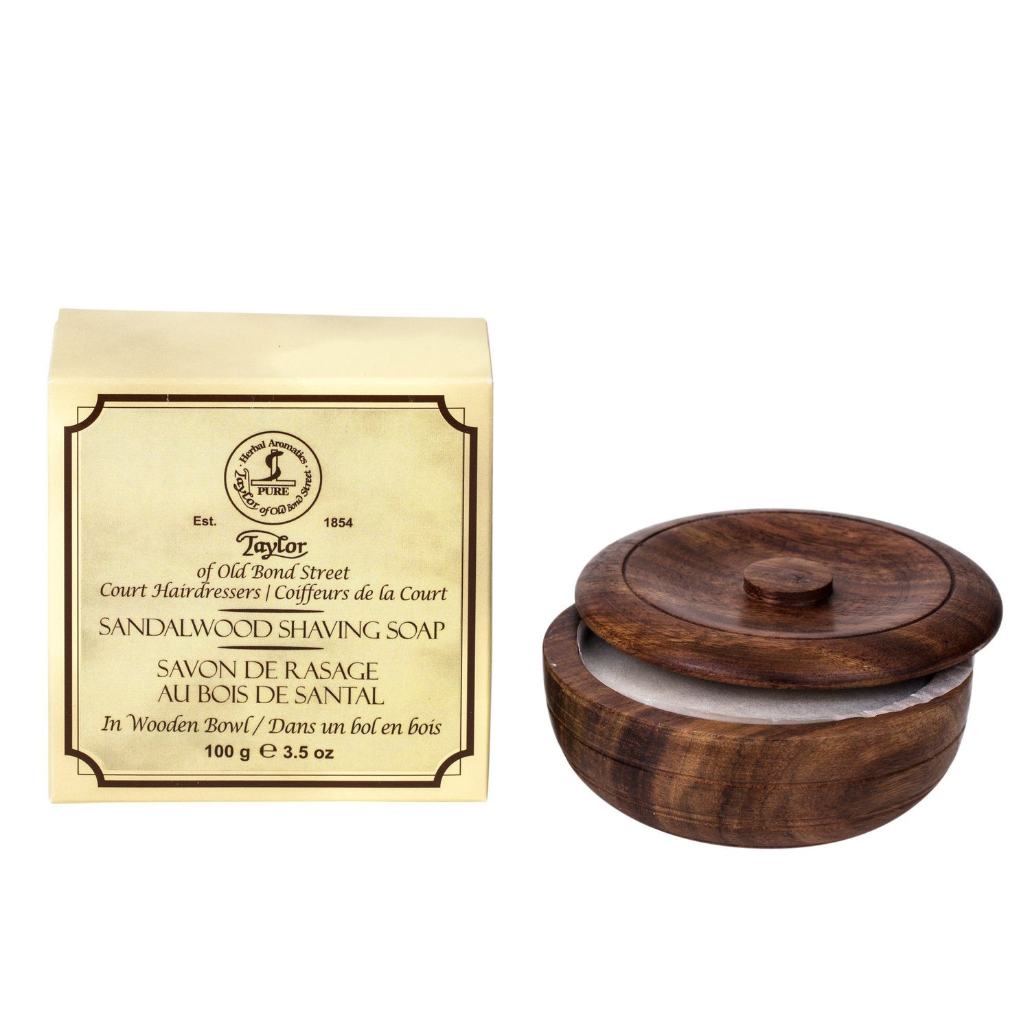 Taylor of Old Bond Street Sandalwood Shaving Soap in Wooden Bowl Shaving Soap Taylor of Old Bond Street