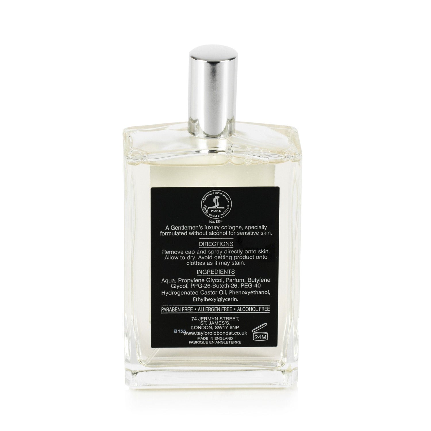 Taylor of Old Bond Street Jermyn Street Cologne for Sensitive Skin, Alcohol Free, 100 ml Men's Cologne Taylor of Old Bond Street