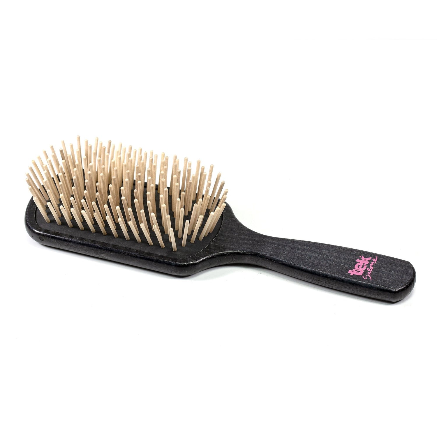 TEK Rectangular Ash Wood Pneumatic Hair Brush with Long Wooden Bristles Hair Brush TEK Black
