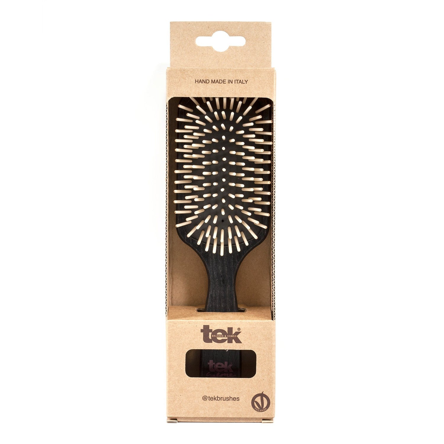TEK Rectangular Ash Wood Pneumatic Hair Brush with Long Wooden Bristles Hair Brush TEK