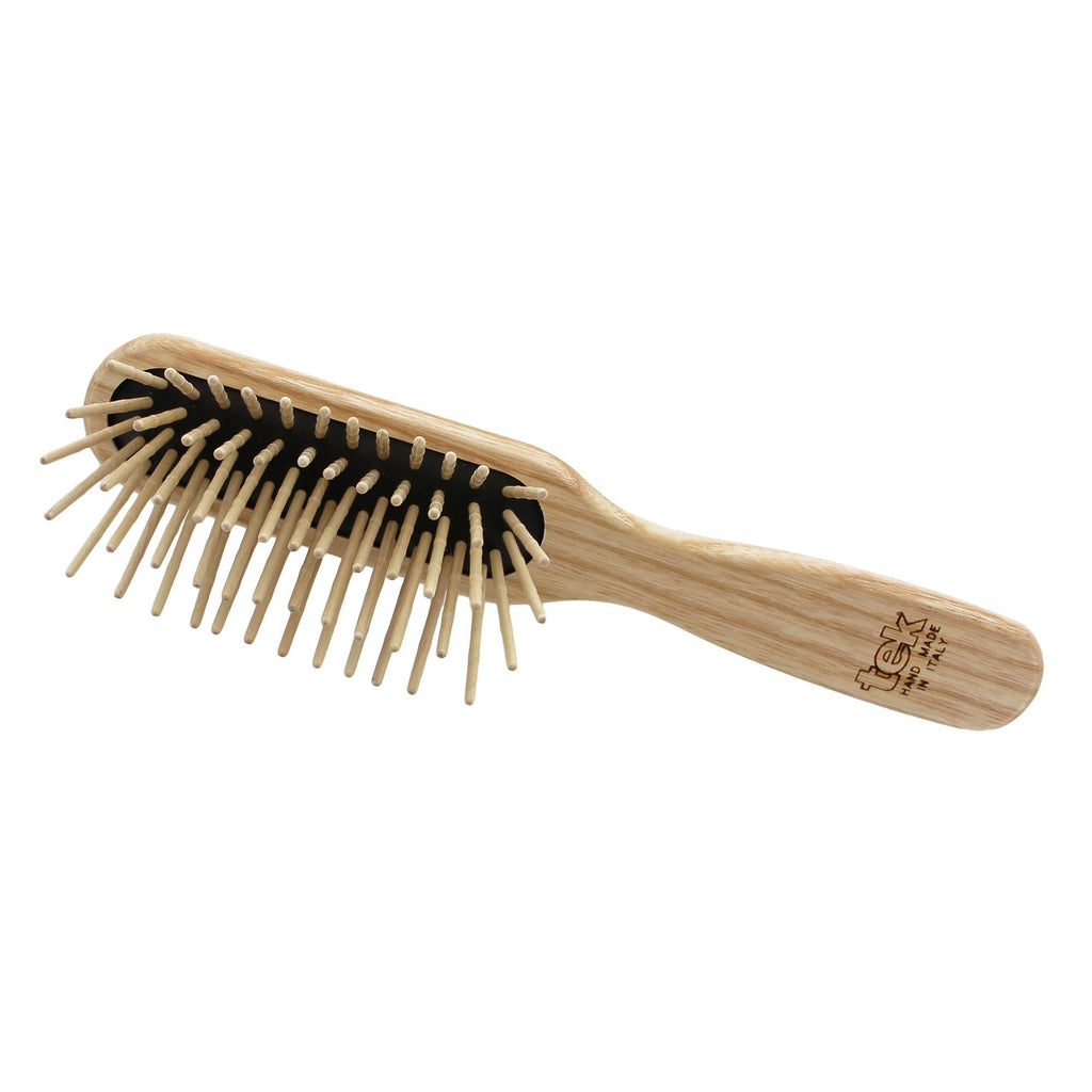 TEK Rectangular Wooden Hair Brush with Extra Long Bamboo Bristles