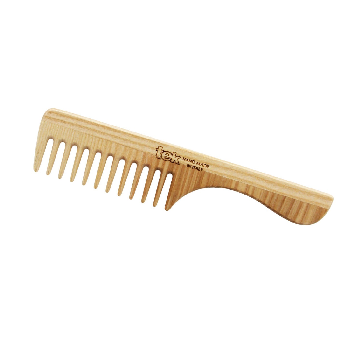 TEK Wide Tooth Wooden Comb with Handle Comb TEK