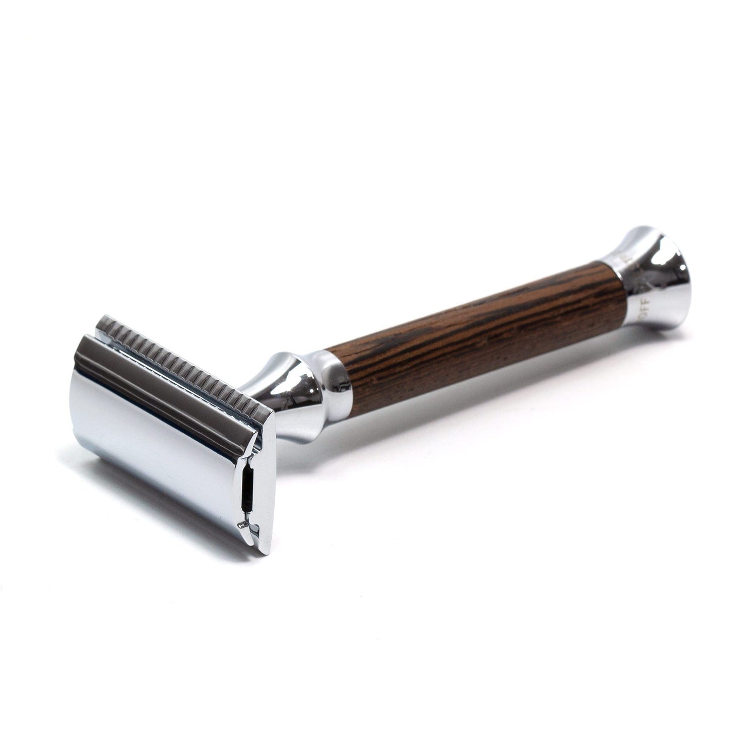 Timor 1365 Closed Comb Safety Razor with Solid Wenge Wood Long Handle Double Edge Safety Razor Timor