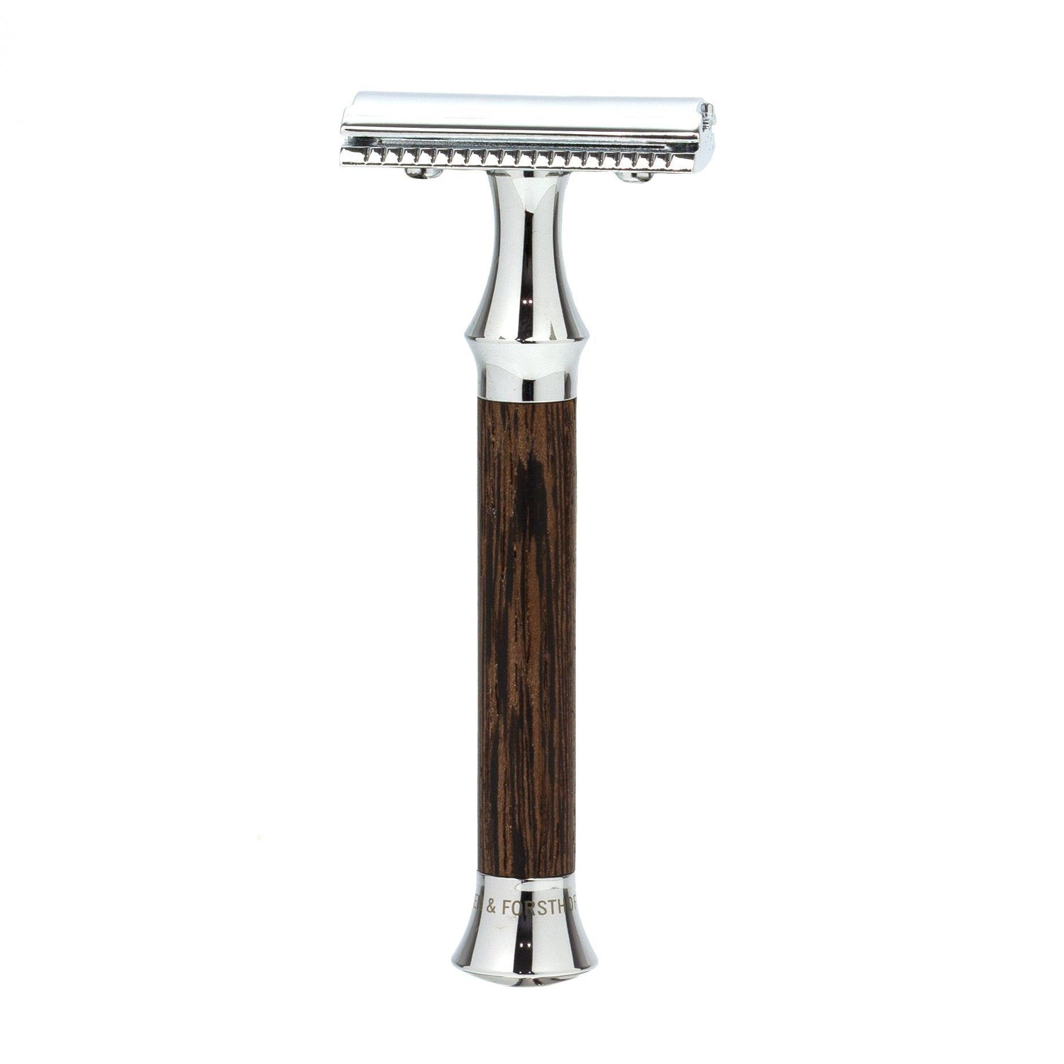 Timor 1365 Closed Comb Safety Razor with Solid Wenge Wood Long Handle Double Edge Safety Razor Timor