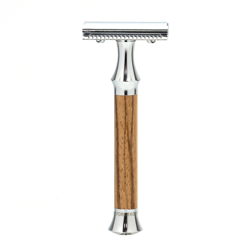 Timor 1386 Closed Comb Safety Razor with Solid Zebrano Wood Long Handle Double Edge Safety Razor Timor 