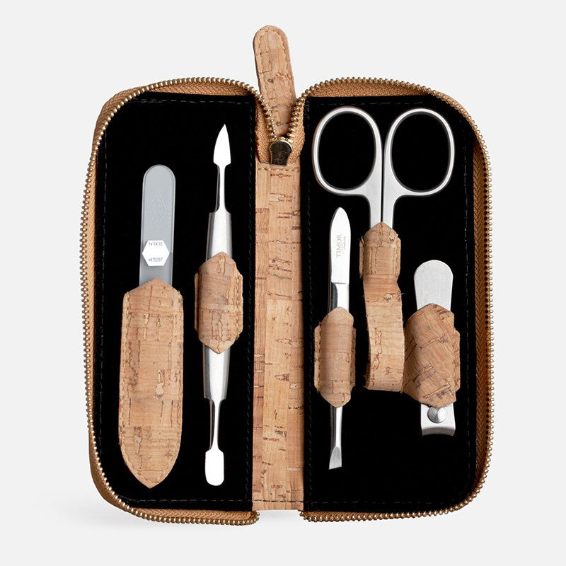 Giesen & Forsthoff Deluxe Inox 5-Piece Manicure Set, Cork Case Manicure Set Timor Plain Cork
