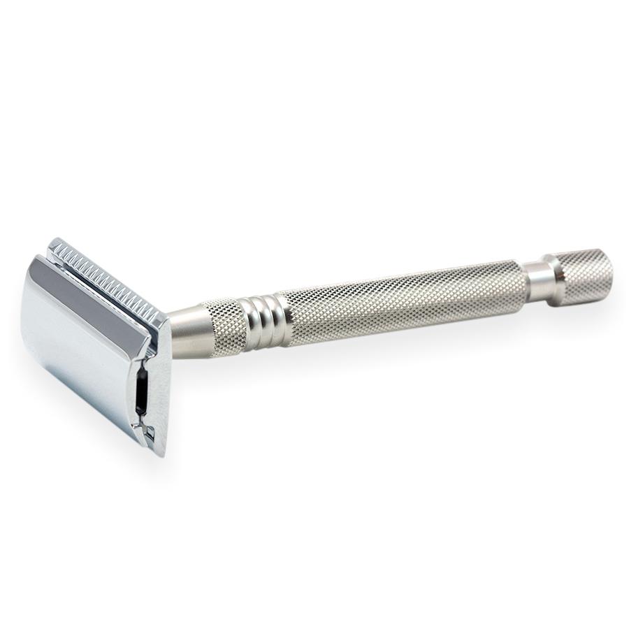 Timor 1325 Closed Comb Safety Razor with Solid Stainless Steel Long Handle Double Edge Safety Razor Timor