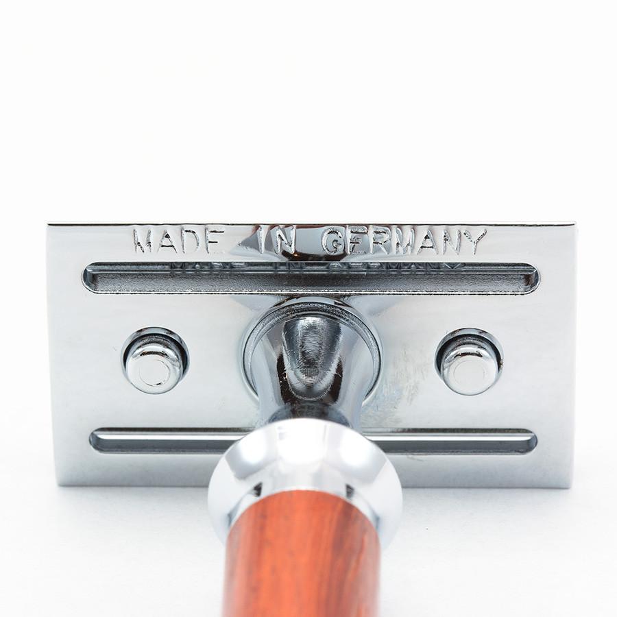 Timor 1363 Closed Comb Safety Razor with Solid Padauk Wood Long Handle Double Edge Safety Razor Timor