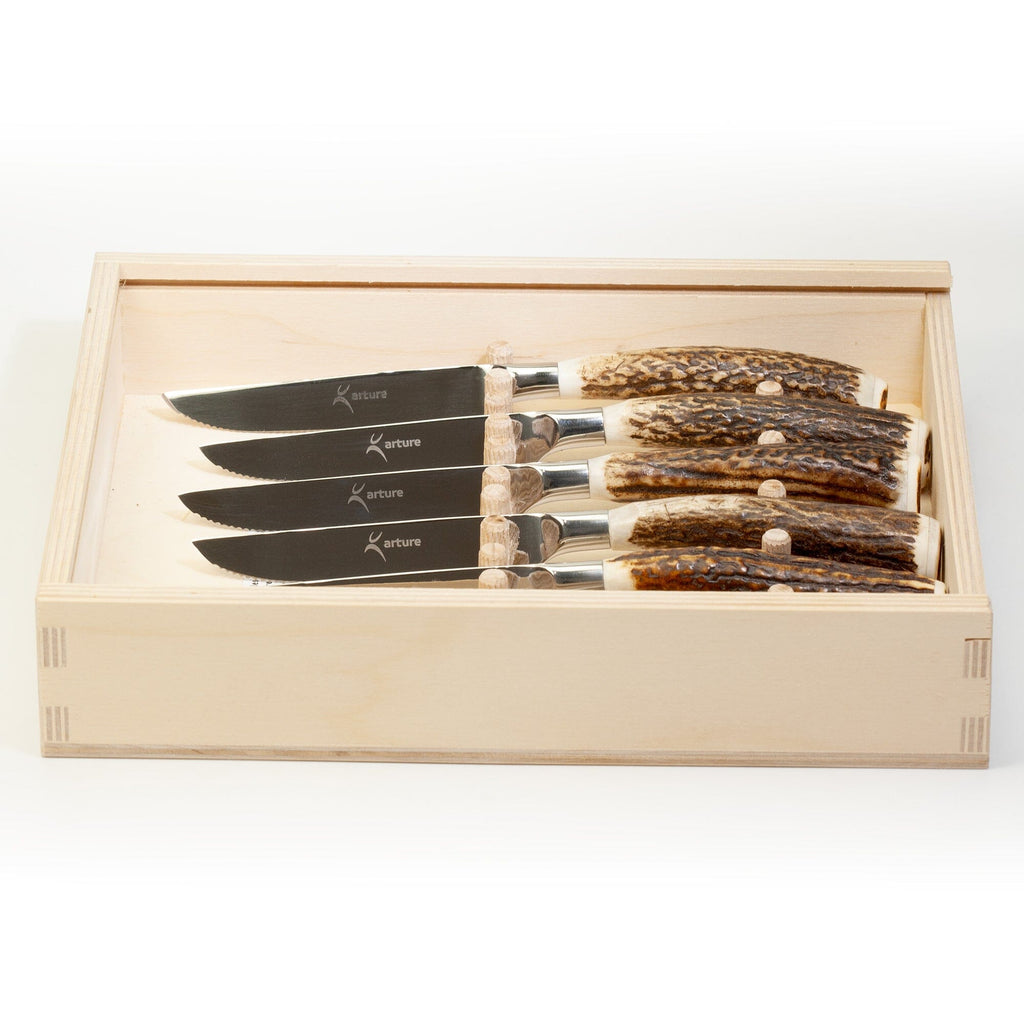 Arture Art & Nature 6-Piece Steak Knife Set, Deer Handle Steak Knife Arture Art & Nature 