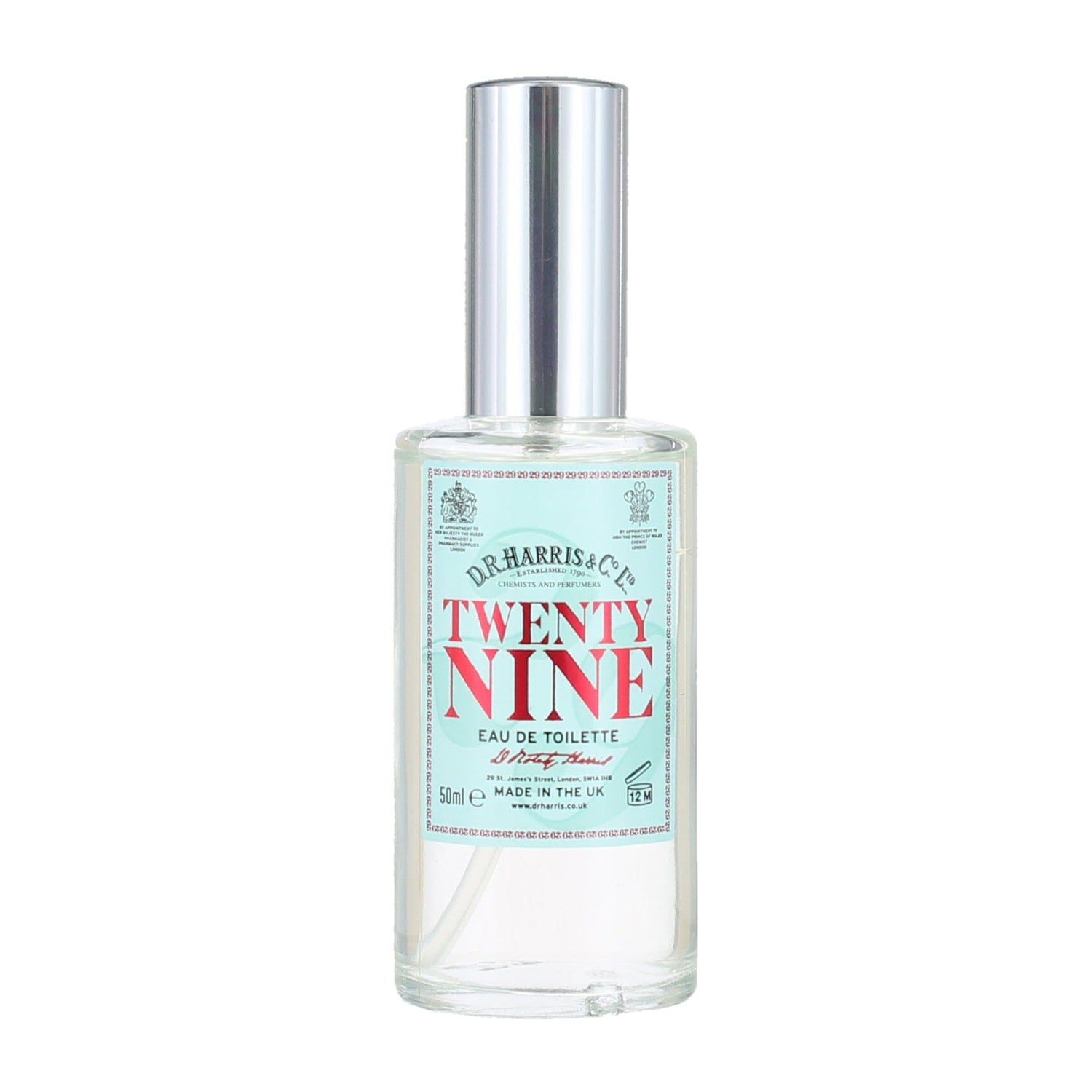 D.R. Harris Twenty Nine Eau de Toilette Men's Fragrance D.R. Harris & Co 50 ml Glass Spray Bottle 
