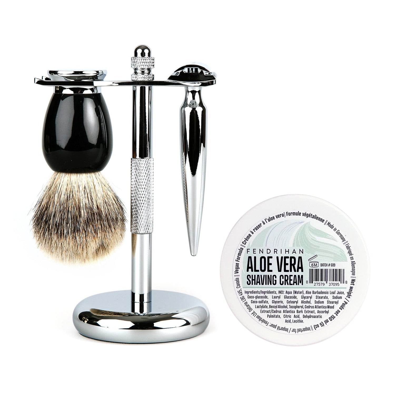 Fendrihan 4-Piece Wet Shaving Set with Safety Razor and Badger Shaving Brush, Save $30 Shaving Set Fendrihan Cannon Black Aloe Vera