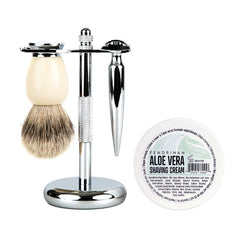 Fendrihan 4-Piece Wet Shaving Set with Safety Razor and Badger Shaving Brush, Save $30 Shaving Set Fendrihan Cannon Ivory Aloe Vera