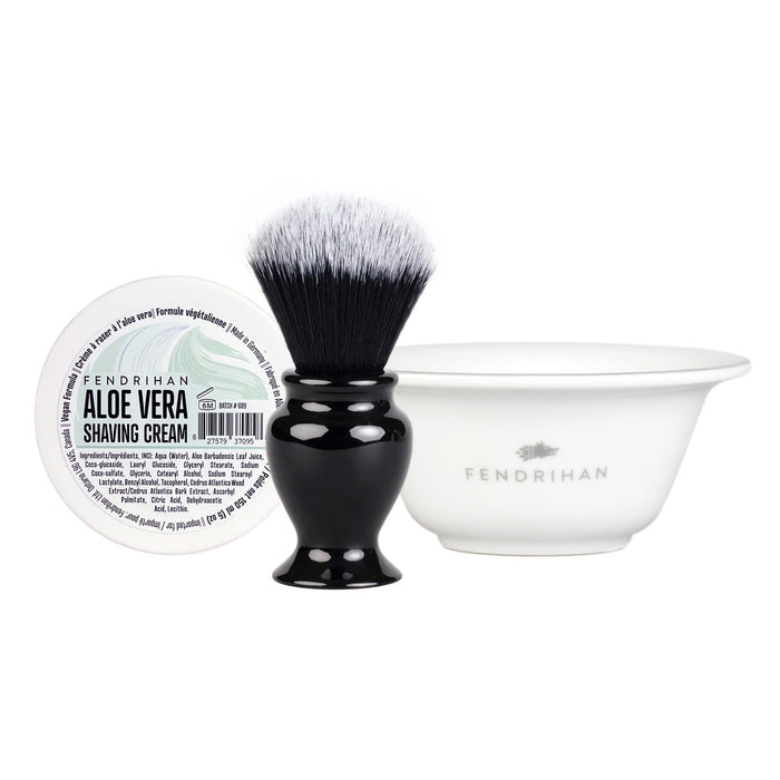 Fendrihan Shaving Cream, Porcelain Shaving Bowl and Shaving Brush Set, Save $15 Shaving Set Fendrihan Aloe Vera Grey 