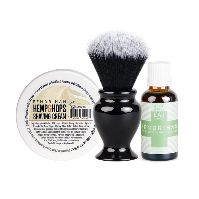 Fendrihan Pre-Shave Oil, Shaving Cream and Shaving Brush Set, Save $15 Shaving Kit Fendrihan Hemp & Hops Aloe Water 