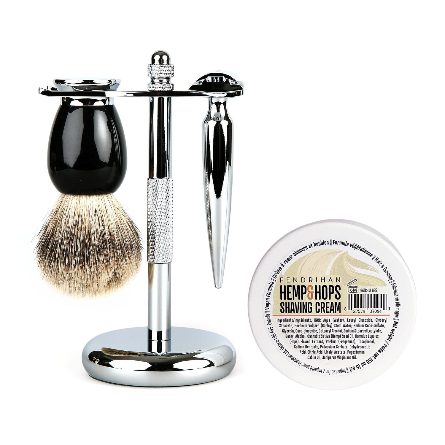 Fendrihan 4-Piece Wet Shaving Set with Safety Razor and Badger Shaving Brush, Save $30 Shaving Set Fendrihan Cannon Black Hemp & Hops