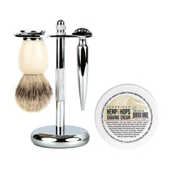 Fendrihan 4-Piece Wet Shaving Set with Safety Razor and Badger Shaving Brush, Save $30 Shaving Set Fendrihan Cannon Ivory Hemp & Hops