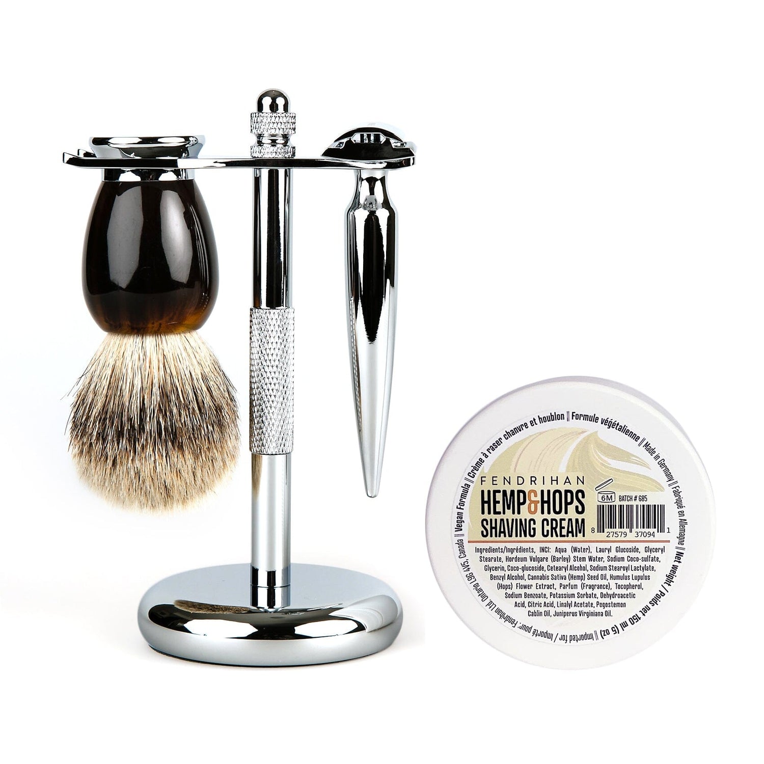 Fendrihan 4-Piece Wet Shaving Set with Safety Razor and Badger Shaving Brush, Save $30 Shaving Set Fendrihan Cannon Tortoise Hemp & Hops