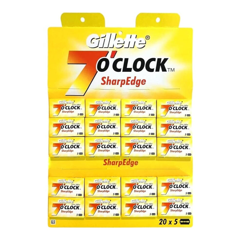 100 Gillette 7 O'Clock Sharp Edge Double Edge Safety Razor Blade Razor Blades Gillette 