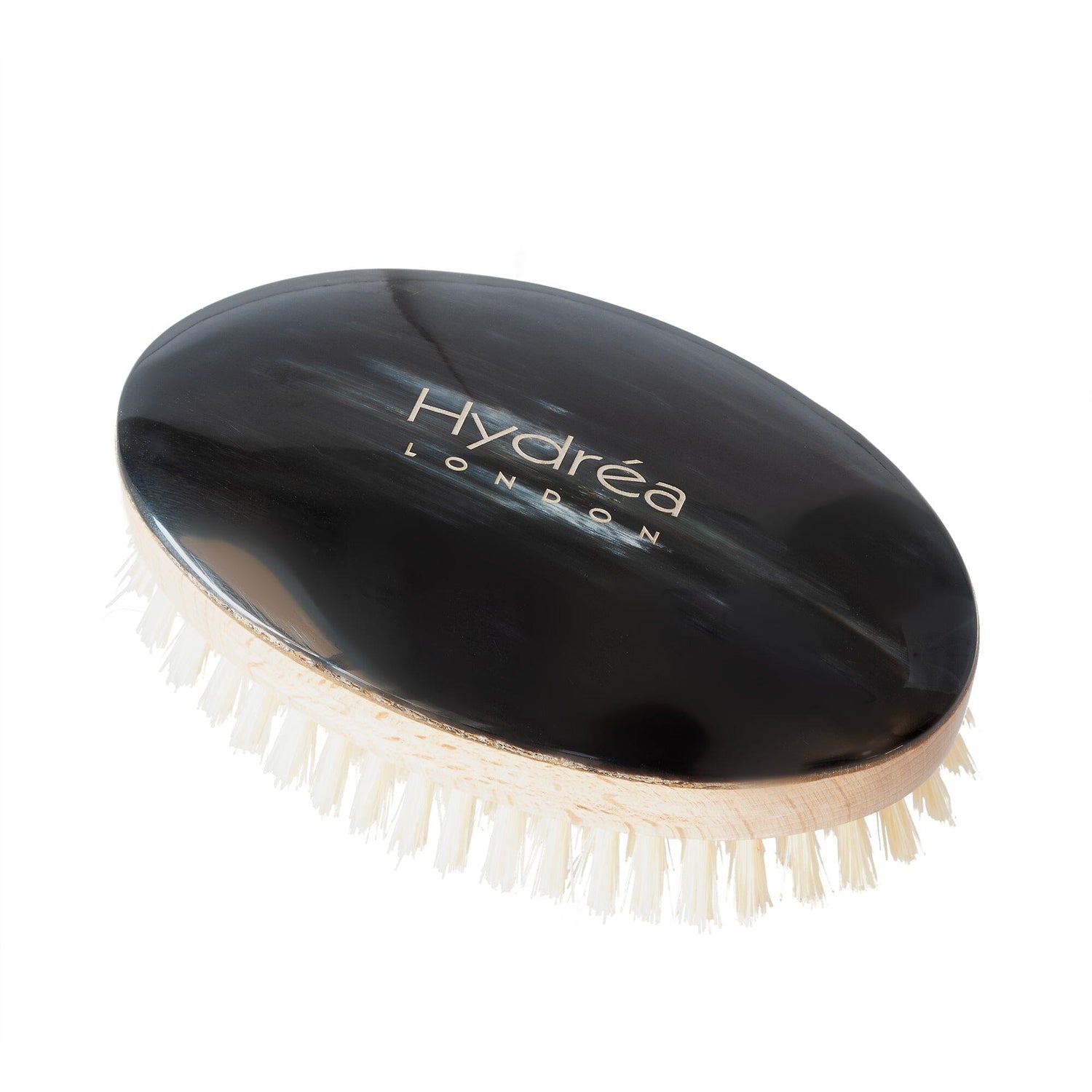 Hydrea London Military Hairbrush with Horn Handle and White Boar Bristle Hair Brush The Natural Sea Sponge Co 