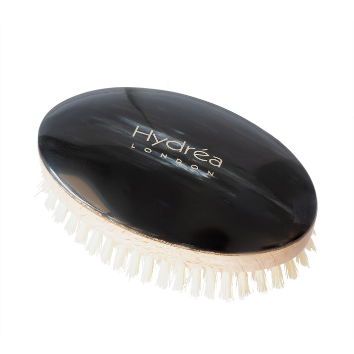 Hydrea London Military Hairbrush with Horn Handle and White Boar Bristle Hair Brush The Natural Sea Sponge Co 
