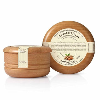 Mondial Almond (Mandorla) Shaving Cream in Wood Bowl Shaving Cream Mondial 