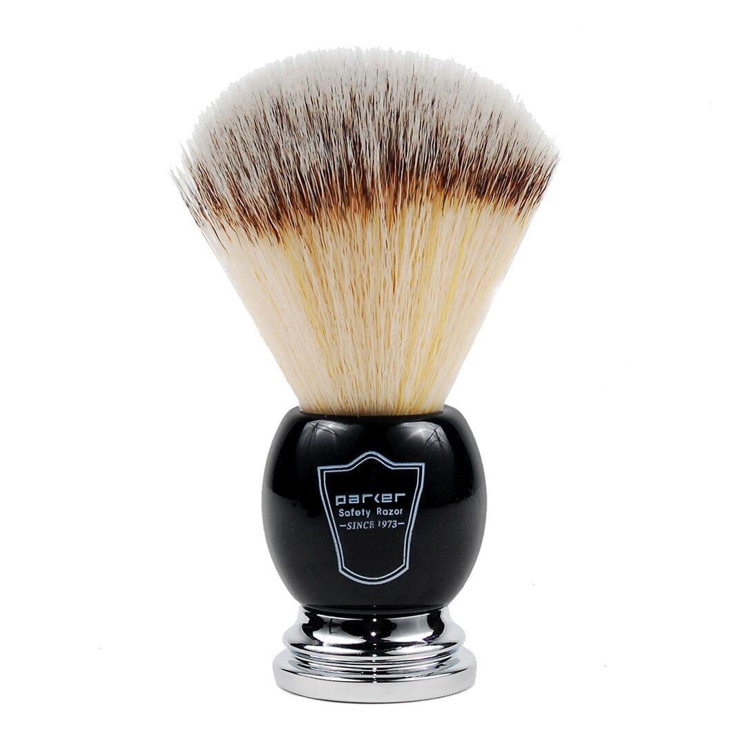 Parker Synthetic Shaving Brush and Stand, Black and Chrome Handle Shaving Brush Parker Razors 