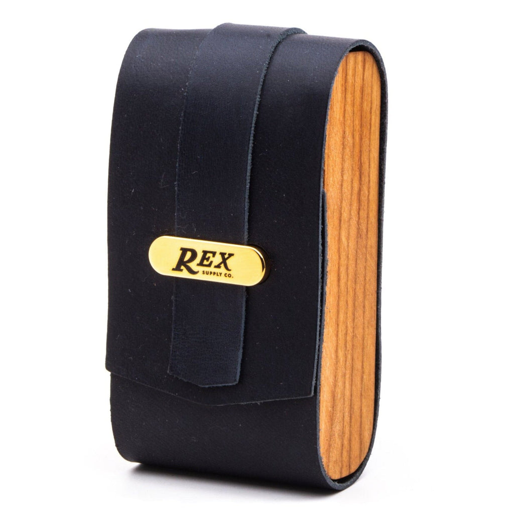 REX Supply Co. Ambassador DE Safety Razor Case Leather Razor Case REX Navy & Gold 