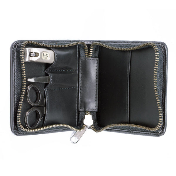 Seki Edge Craftsman 3-Piece Luxury Grooming Kit, Black Leather Zip