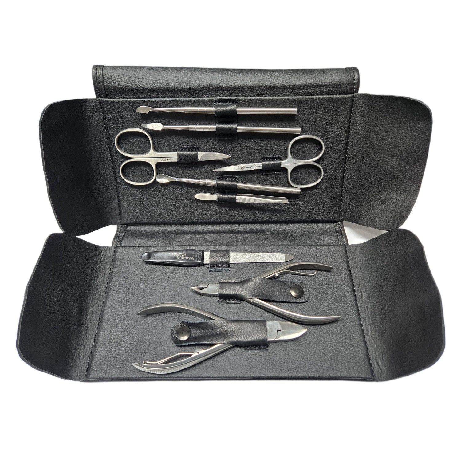 WASA Solingen 9-Piece Inox Manicure Set, Black Leather Case Manicure Set WASA Solingen 