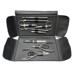 WASA Solingen 9-Piece Inox Manicure Set, Black Leather Case Manicure Set WASA Solingen 