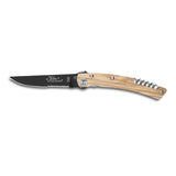 Claude Dozorme Liner Lock Le Thiers Black Blade Folding Pocket Knife and Corkscrew, Olive Wood Pocket Knife Claude Dozorme 