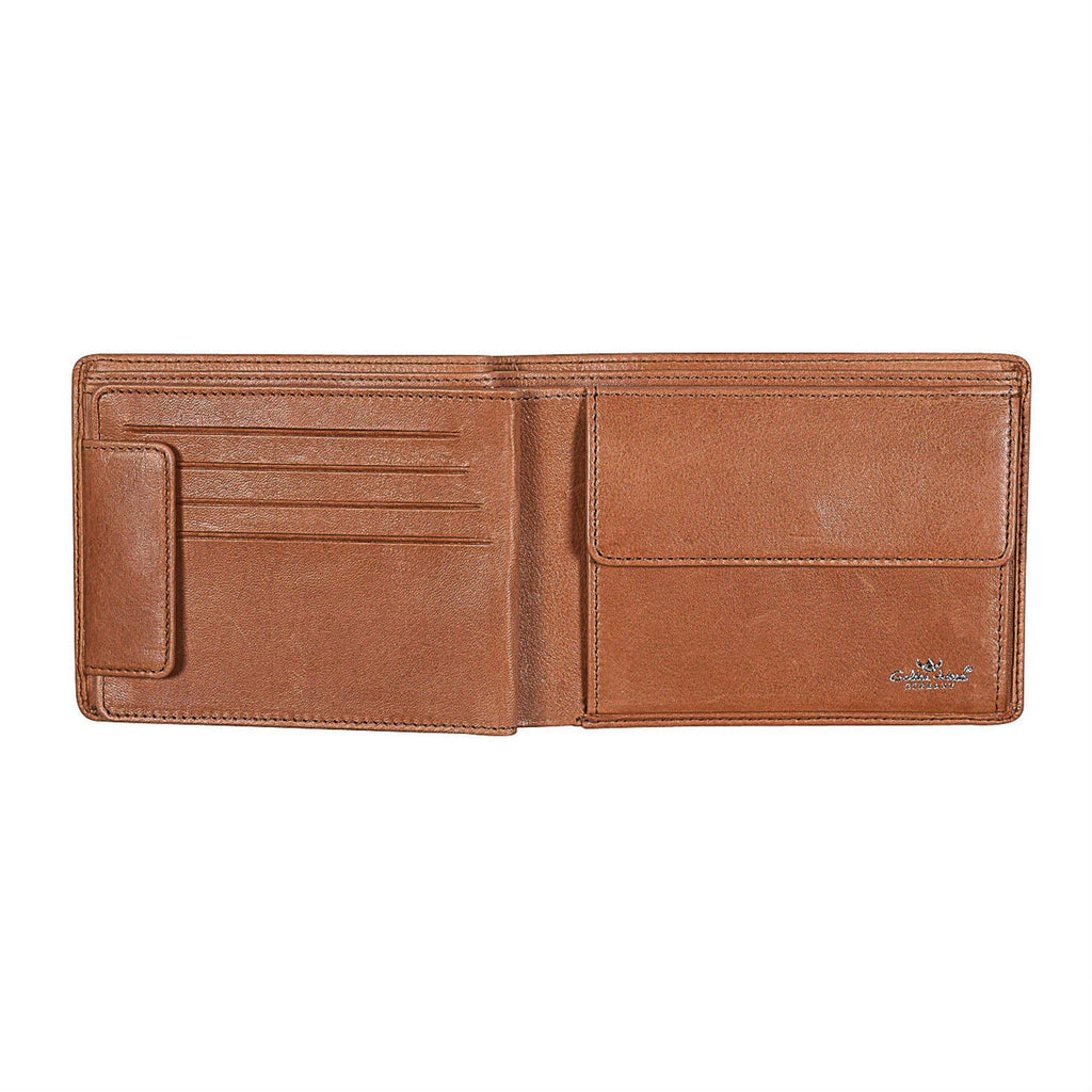 Golden Head Como Billfold Leather Wallet with Coin Pouch and 8 CC Slots, Cognac Leather Wallet Golden Head 