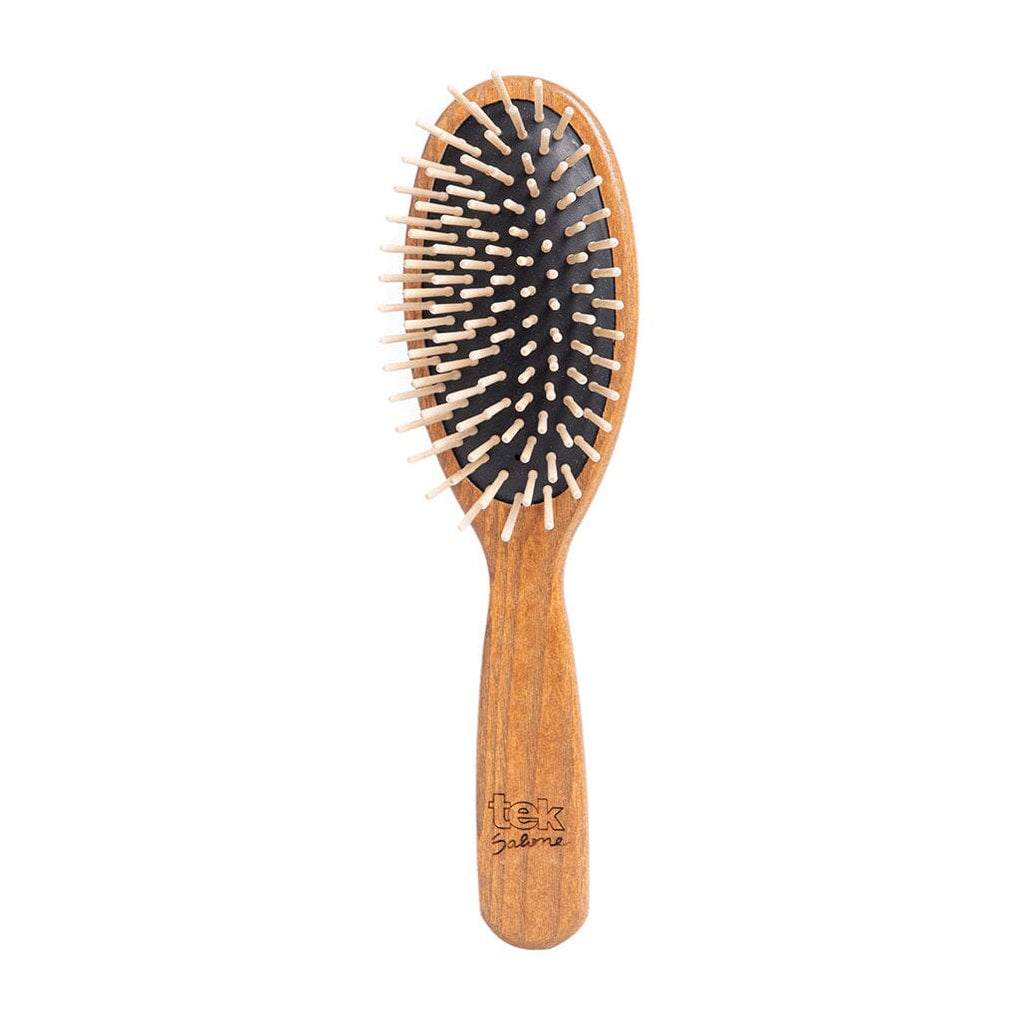 TEK Large Oval Ash Wood Pneumatic Hair Brush with Wooden Bristles ...